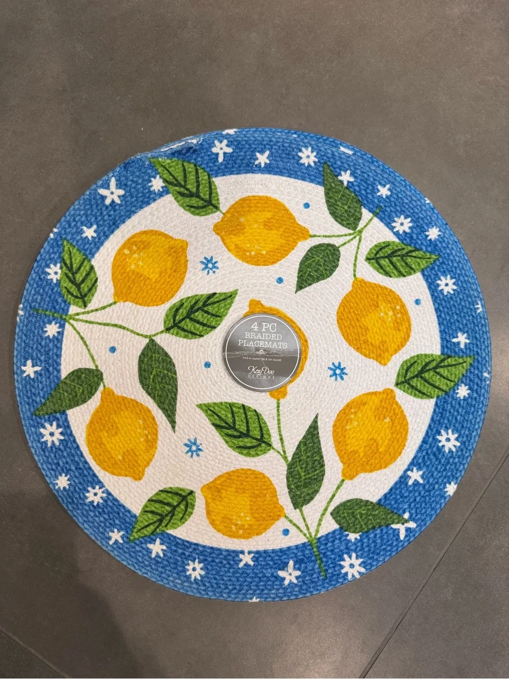 Lemon Print Round woven Placemat